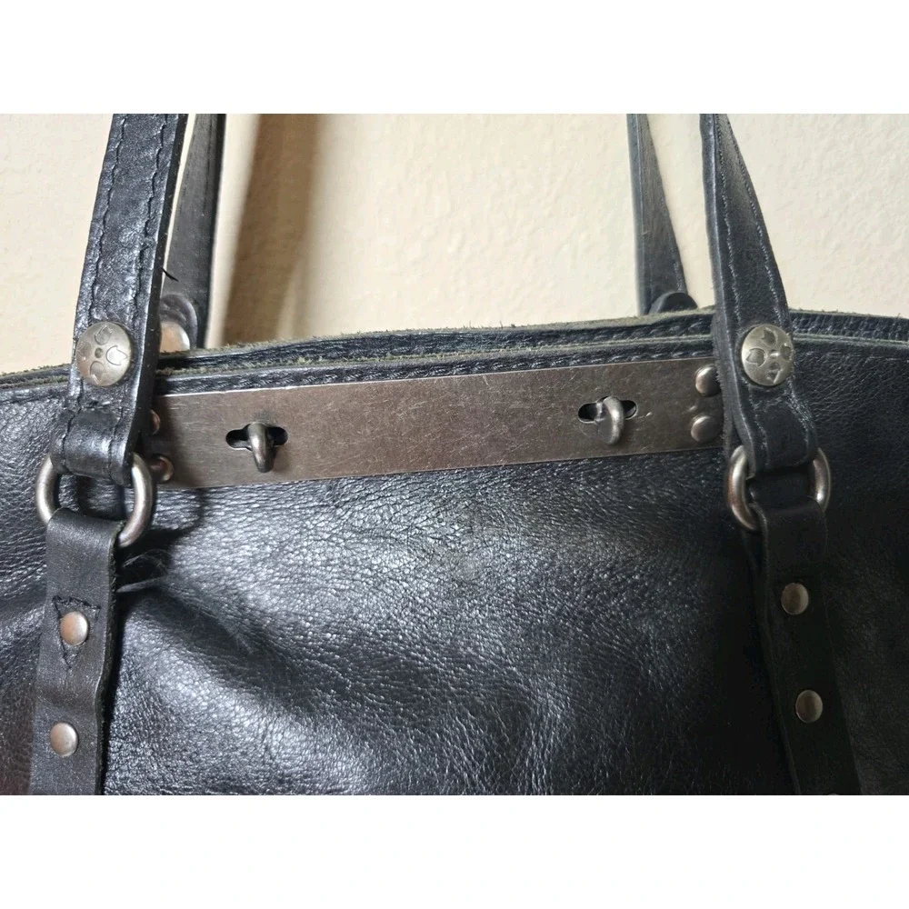 Patricia Nash  Benvenuto Black Leather Purse XL Tote Bag Studded